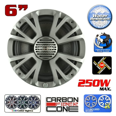 Audiopipe APMP-T625LD 6.5 Inch 250 Watt Max 4 Ohm Marine Audio 2 Way Coaxial Stereo Speaker with LED Lights and 1.2 Inch Kapton Voice Coil Silver Audiopipe APMP-T625LD 6.5 Inch 250 Watt Max 4 Ohm Marine Audio 2 Way Coaxial Stereo Speaker with LED Lights and 1.2 Inch Kapton Voice Coil Silver